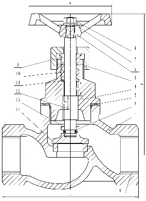 Клапан запорный (вентиль) чугунный муфтовый с ручным управлением на PN 1,6 МПа